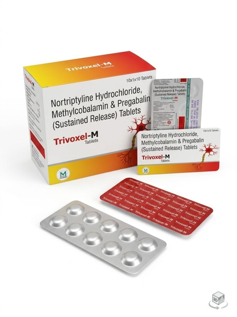 Trivoxel-M Tablets – Pregabalin 75 mg, Nortriptyline 10 mg & Methylcobalamin 1500 mcg